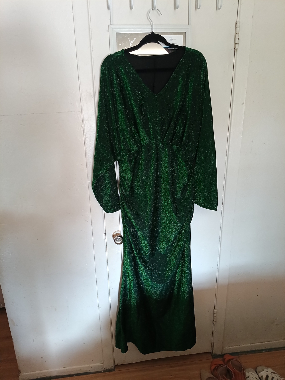 Green Glitter V-Neck Women’s Dress